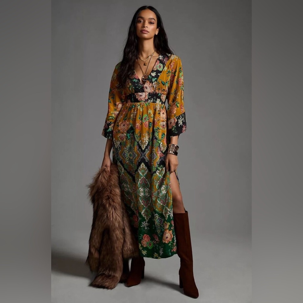 Anthropologie Multicolor Floral Maxi Dress